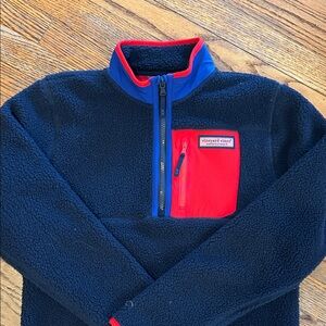 Vineyard Vines Navy and Red Fleece Pullover Boys Large
